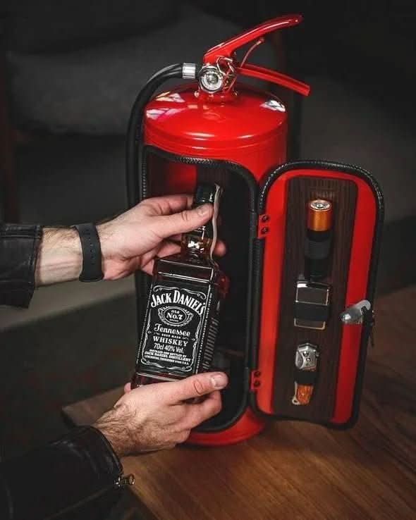 Hidden Fire Extinguisher Whiskey Storage Cabinet