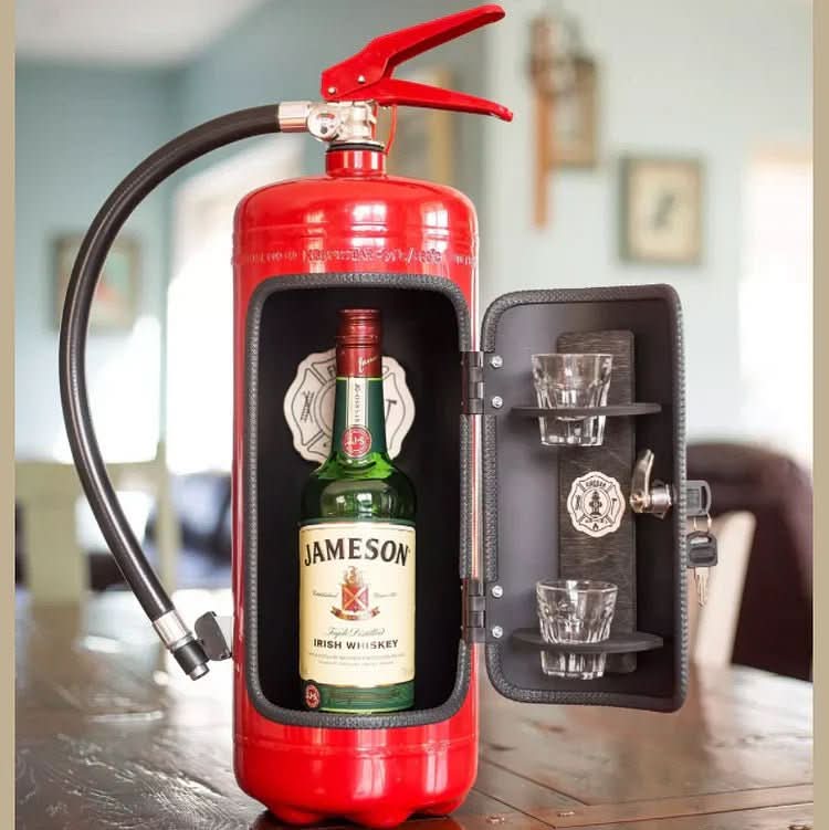 Hidden Fire Extinguisher Whiskey Storage Cabinet