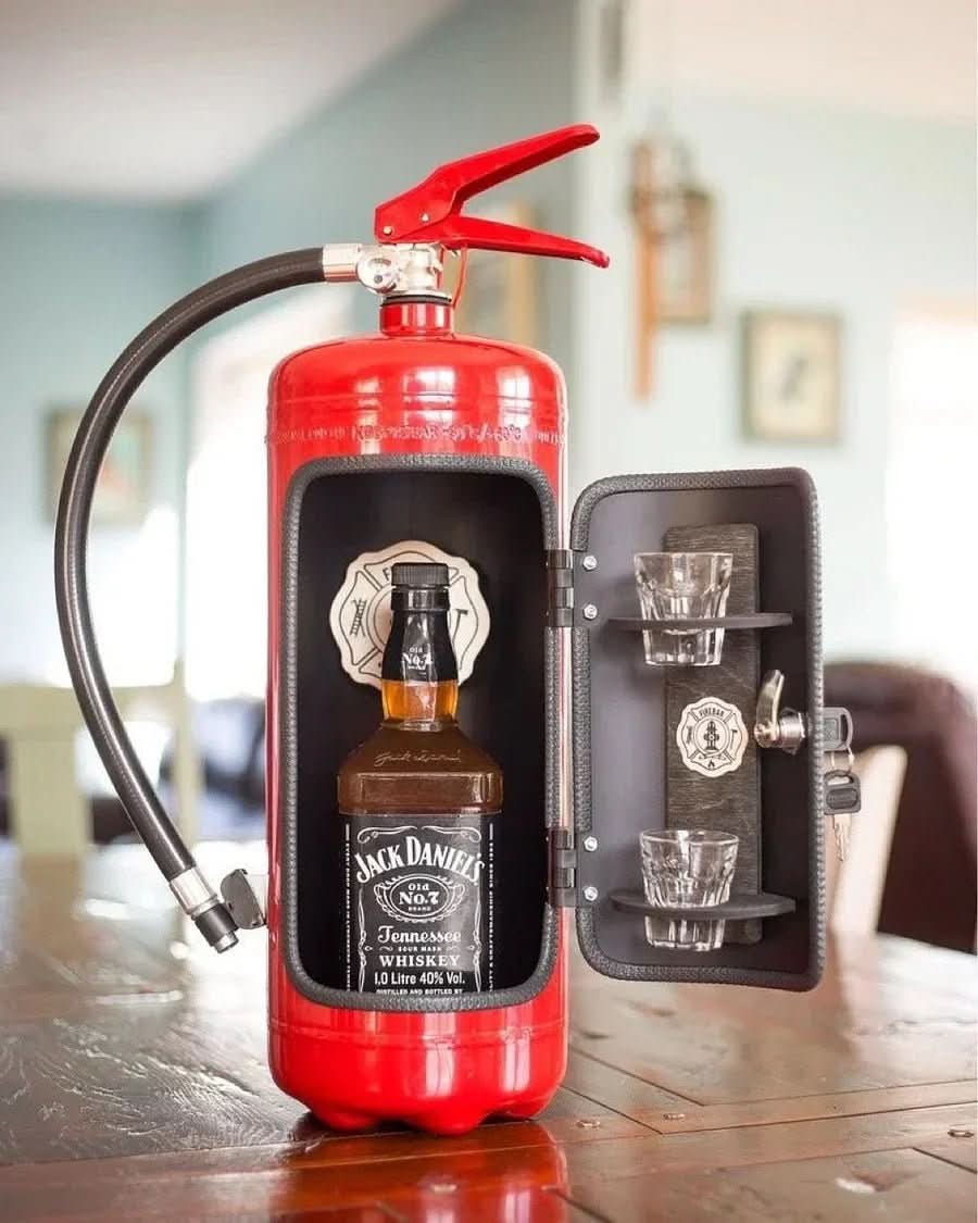 Hidden Fire Extinguisher Whiskey Storage Cabinet