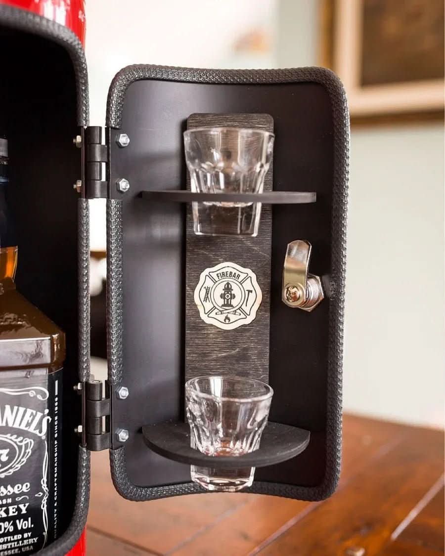 Hidden Fire Extinguisher Whiskey Storage Cabinet