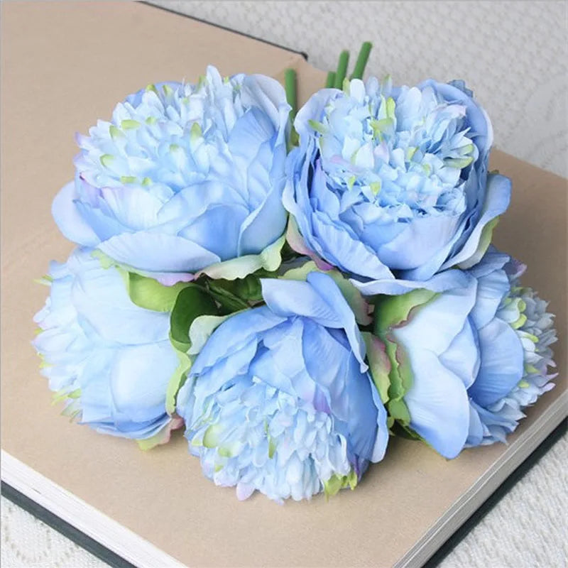 Large Faux Peony Silk Flower Bouquet for Weddings and Home Decor