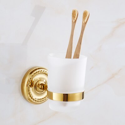Gold Brass Bathroom Accessory Set