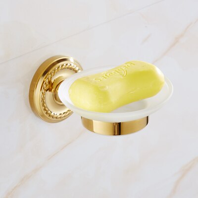 Gold Brass Bathroom Accessory Set