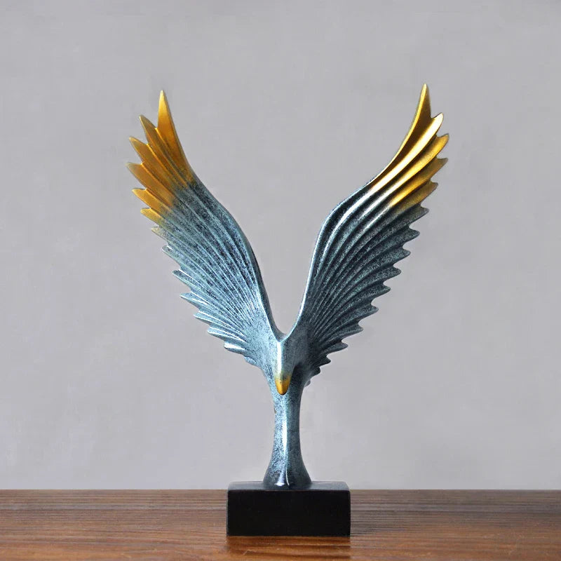Luxury Eagle Sculpture in Gold and Black Resin