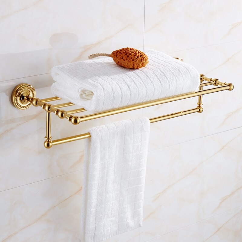 Gold Brass Bathroom Accessory Set