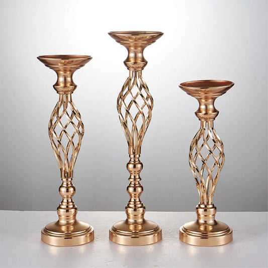 Elegant Metal Candle Holder Set with Floral Design