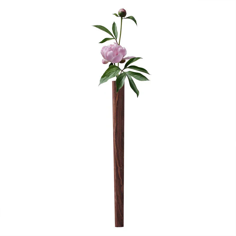 Handcrafted Solid Wood Wall Vase in Black Walnut or Beech