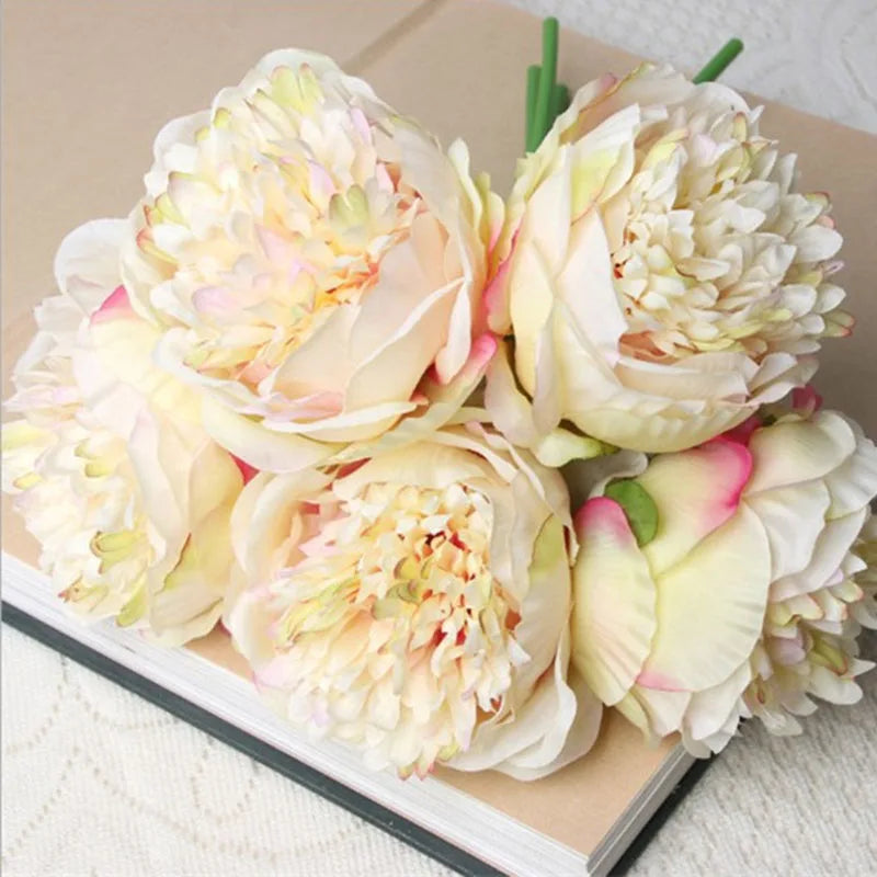 Large Faux Peony Silk Flower Bouquet for Weddings and Home Decor