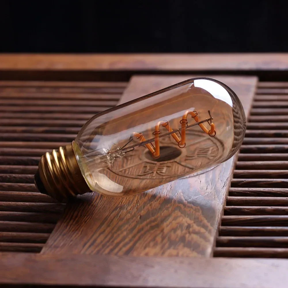Dimmable Vintage LED Edison Bulb with Gold Spiral Filament E27 Base 2200K