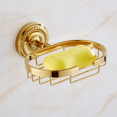 Gold Brass Bathroom Accessory Set