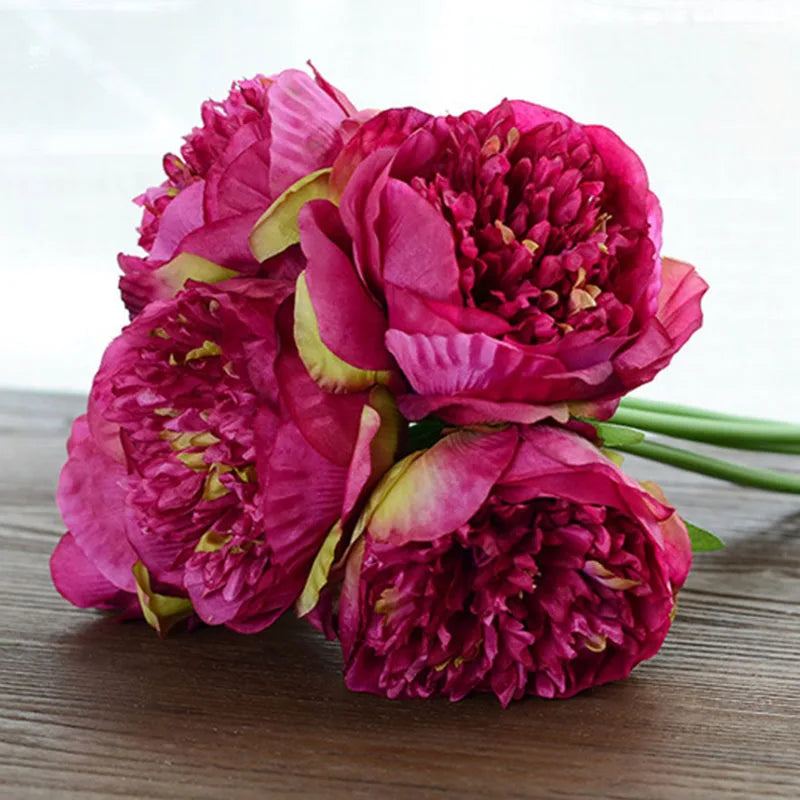 Large Faux Peony Silk Flower Bouquet for Weddings and Home Decor