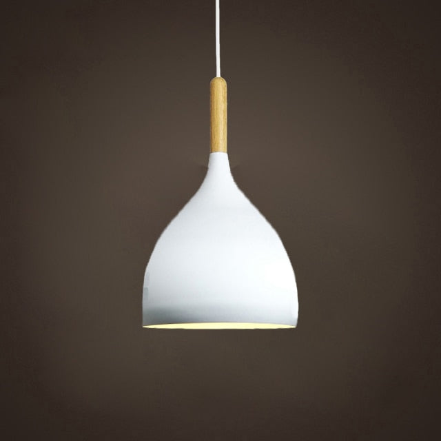 Modern Wooden Pendant Light - Scandinavian Drop Shape, Multiple Colors