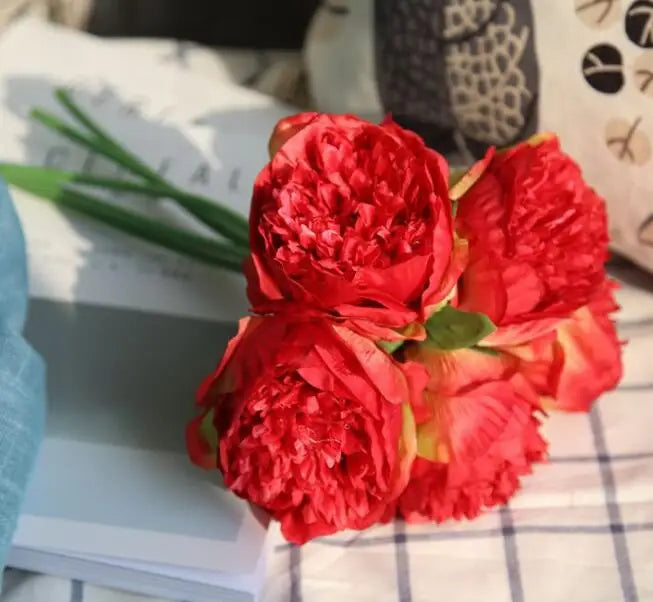 Large Silk Peony Bouquet for Weddings and Home Decor