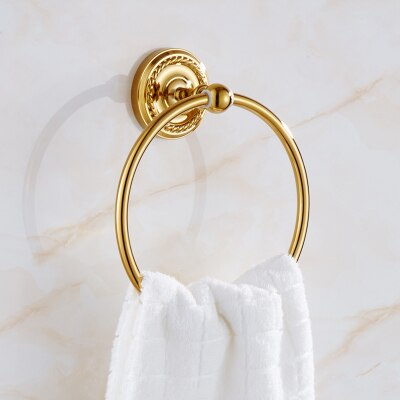 Gold Brass Bathroom Accessory Set