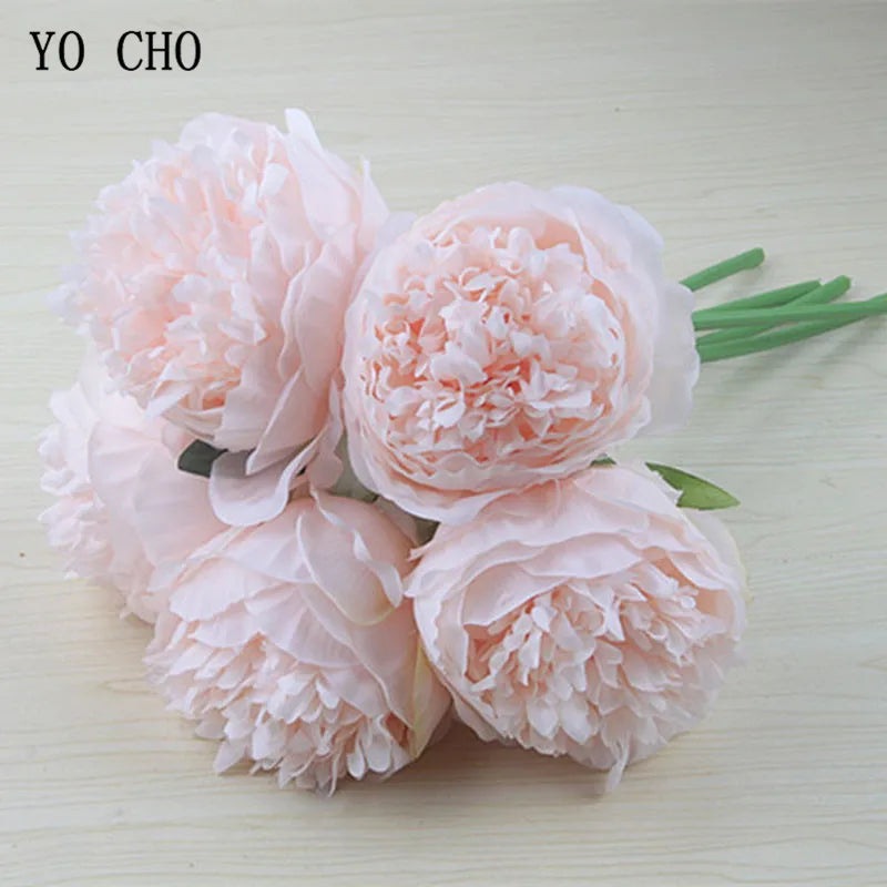 Large Faux Peony Silk Flower Bouquet for Weddings and Home Decor