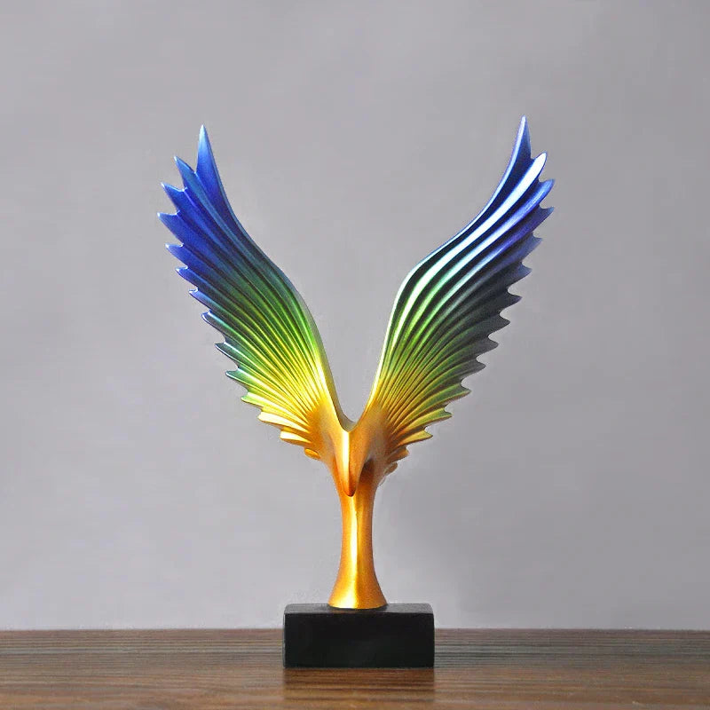 Luxury Eagle Sculpture in Gold and Black Resin