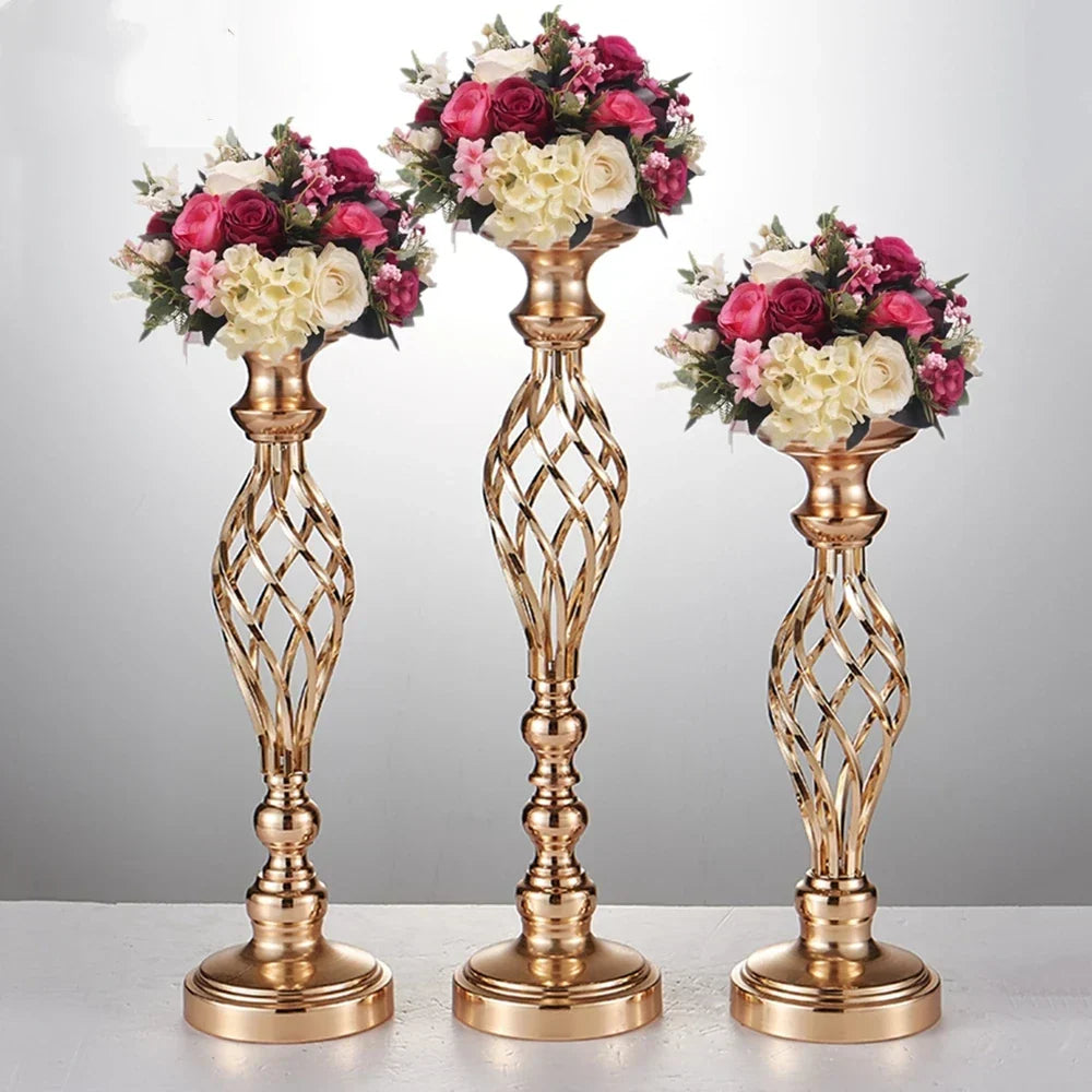 Elegant Metal Candle Holder Set with Floral Design