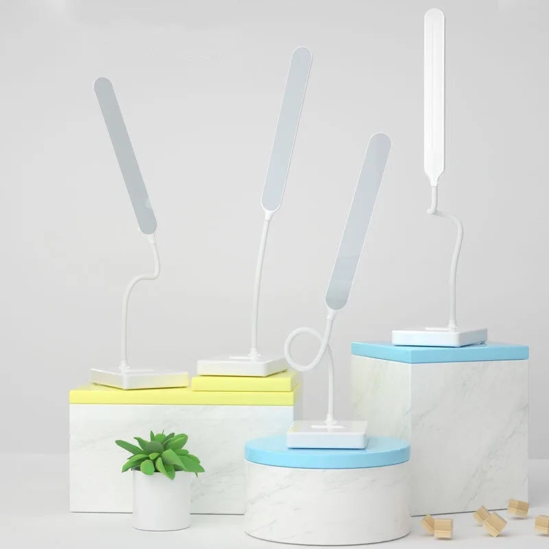 Dimmable Eye-Friendly LED Desk Lamp with Touch Control and Phone Holder