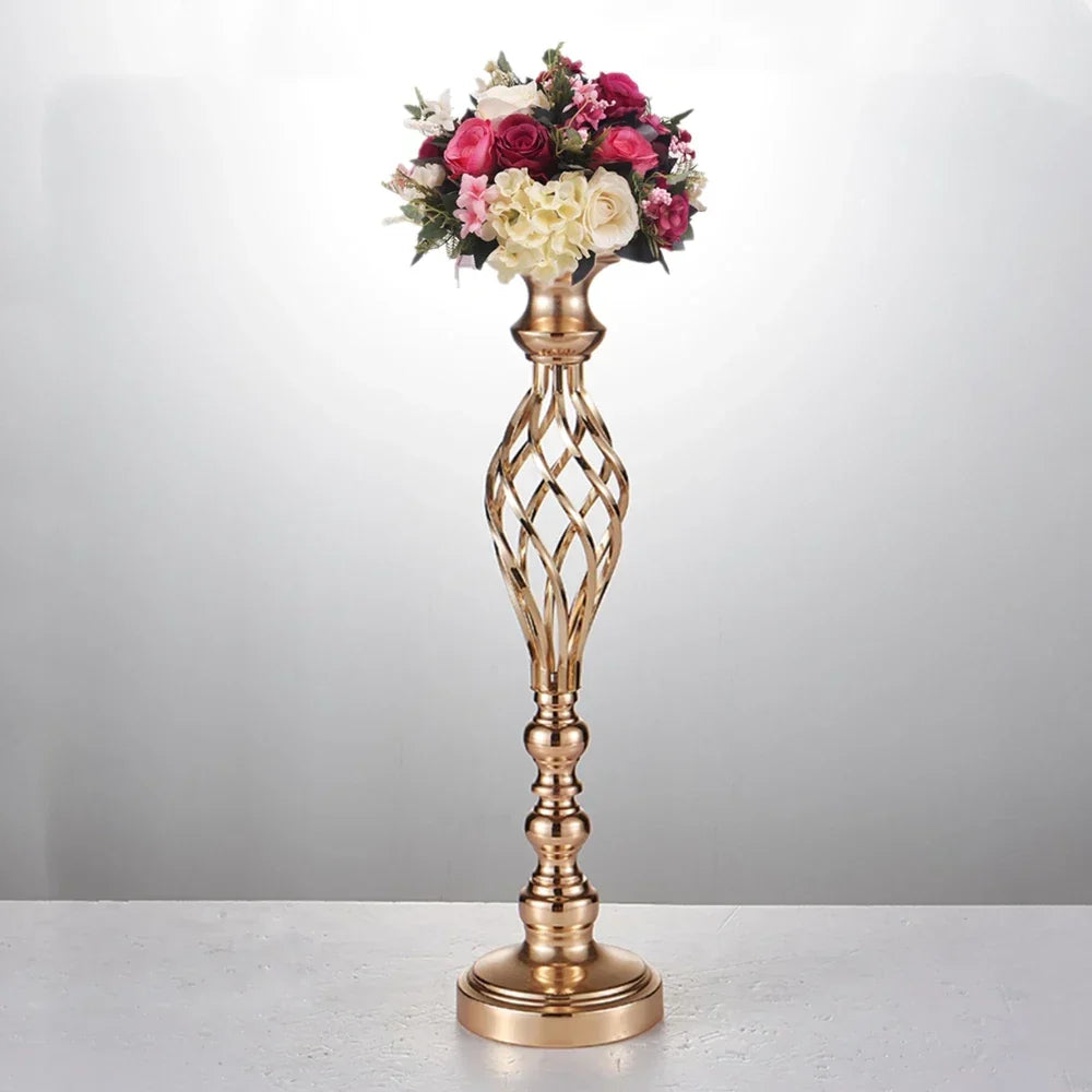 Elegant Metal Candle Holder Set with Floral Design