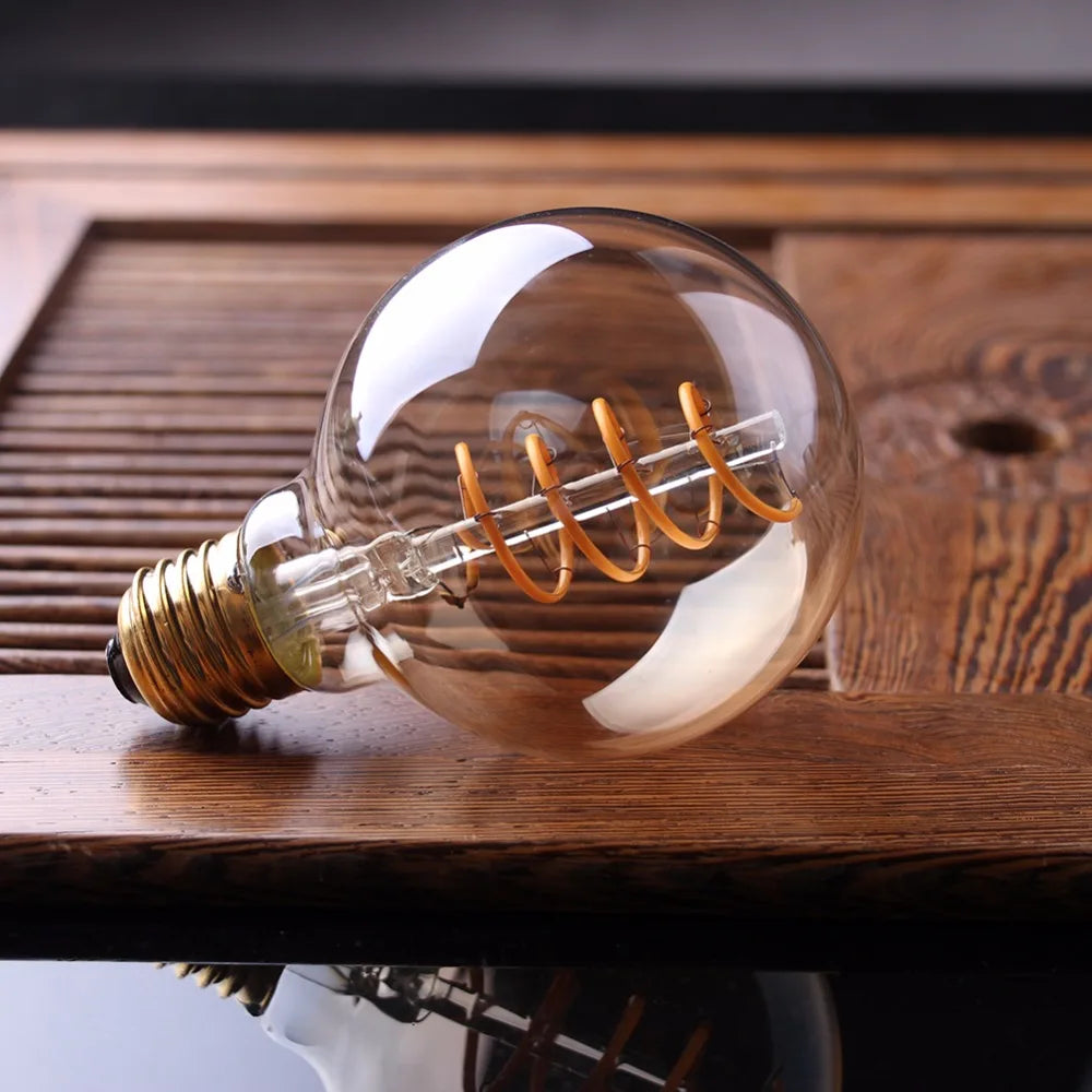 Dimmable Vintage LED Edison Bulb with Gold Spiral Filament E27 Base 2200K