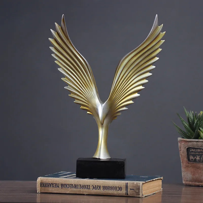 Luxury Eagle Sculpture in Gold and Black Resin