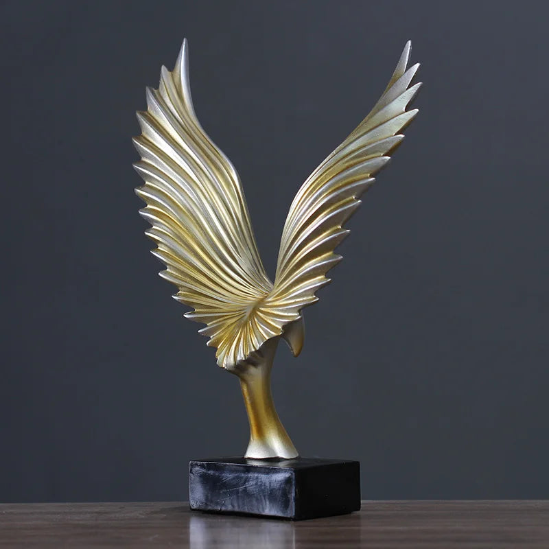 Luxury Eagle Sculpture in Gold and Black Resin