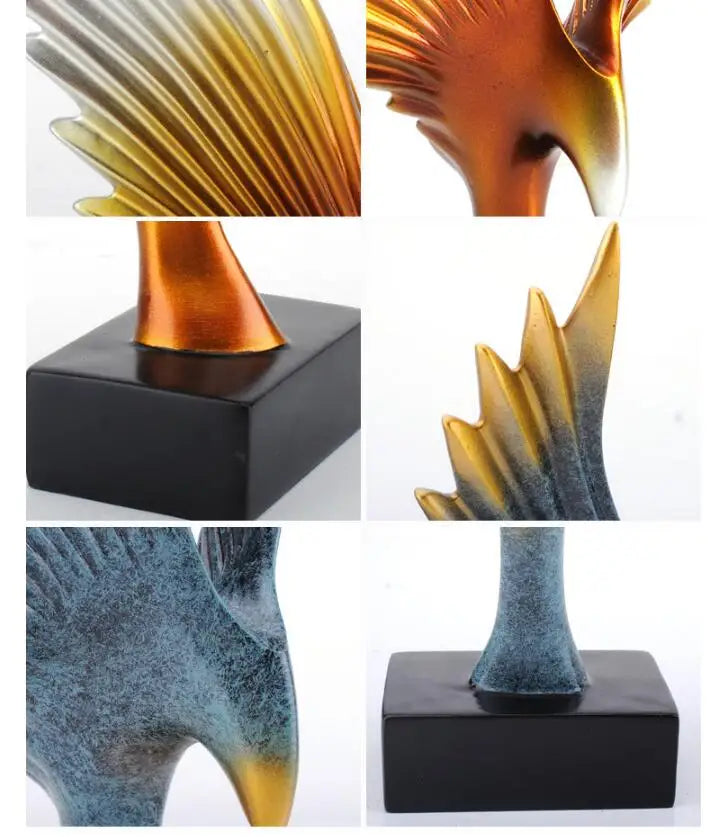 Luxury Eagle Sculpture in Gold and Black Resin
