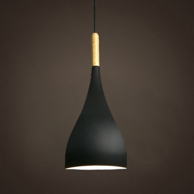 Modern Wooden Pendant Light - Scandinavian Drop Shape, Multiple Colors