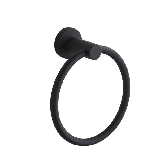 Black Round Towel Ring in Polished Chrome Finish, Rustproof 304 Stainless Steel