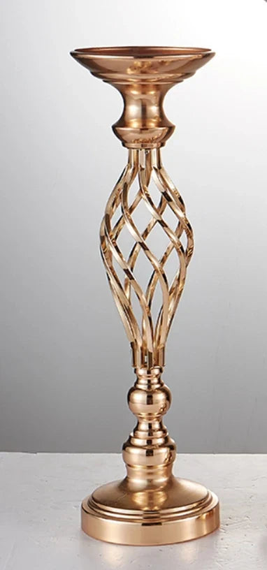 Elegant Metal Candle Holder Set with Floral Design