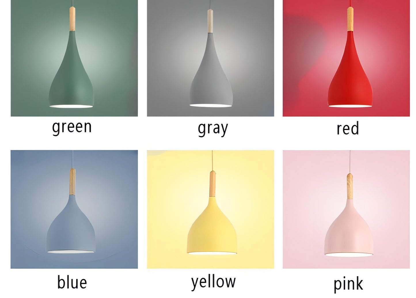 Modern Wooden Pendant Light - Scandinavian Drop Shape, Multiple Colors