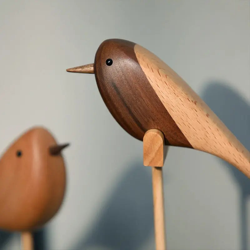 Danish Wooden Bird Figurines in Large and Small Sizes