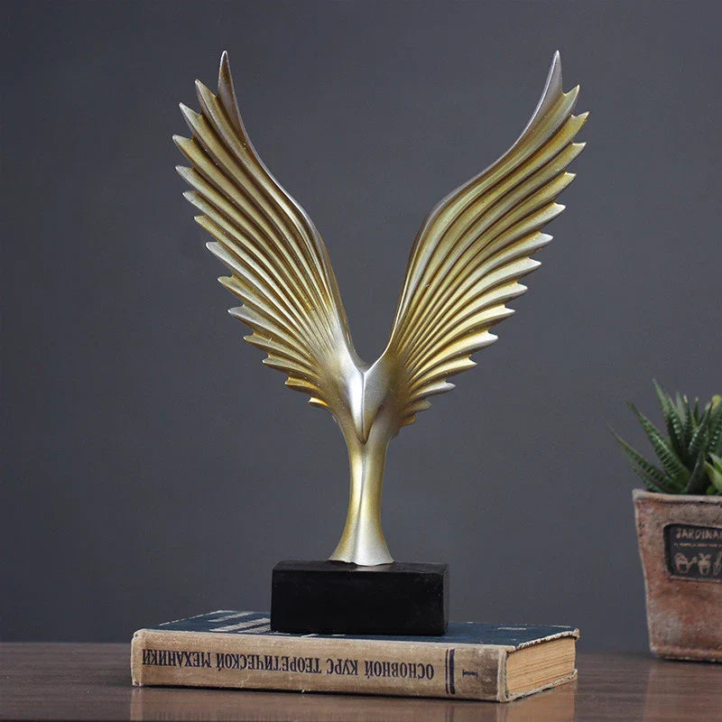 Luxury Eagle Sculpture in Gold and Black Resin