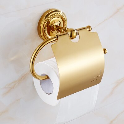 Gold Brass Bathroom Accessory Set
