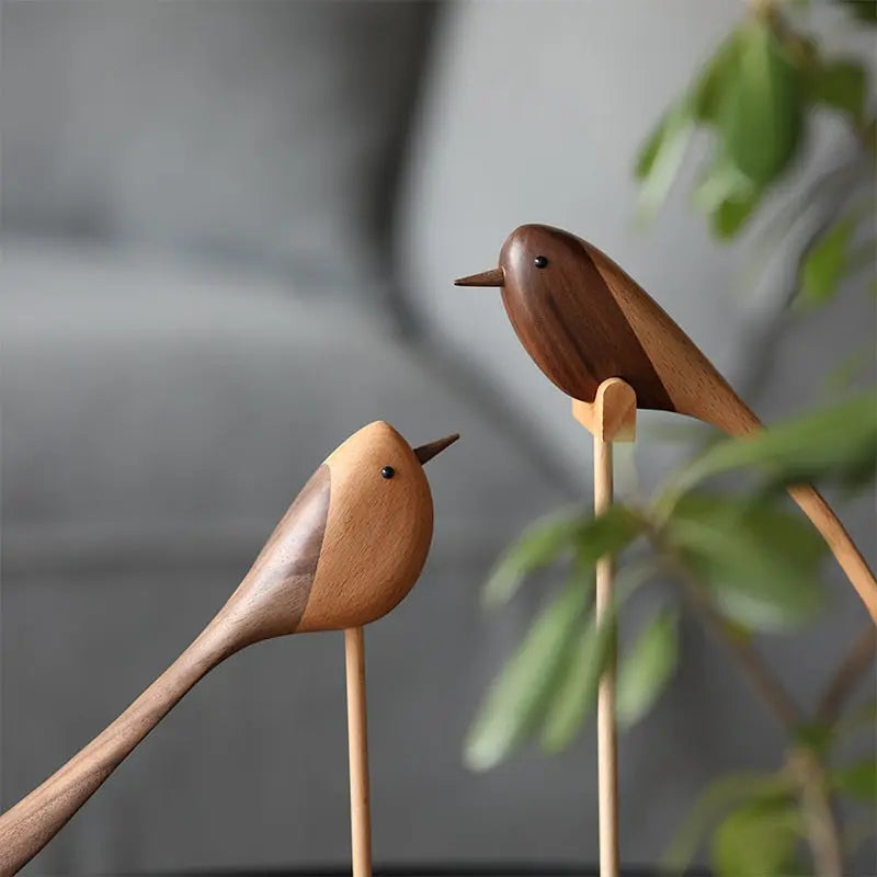 Danish Wooden Bird Figurines - Large & Small