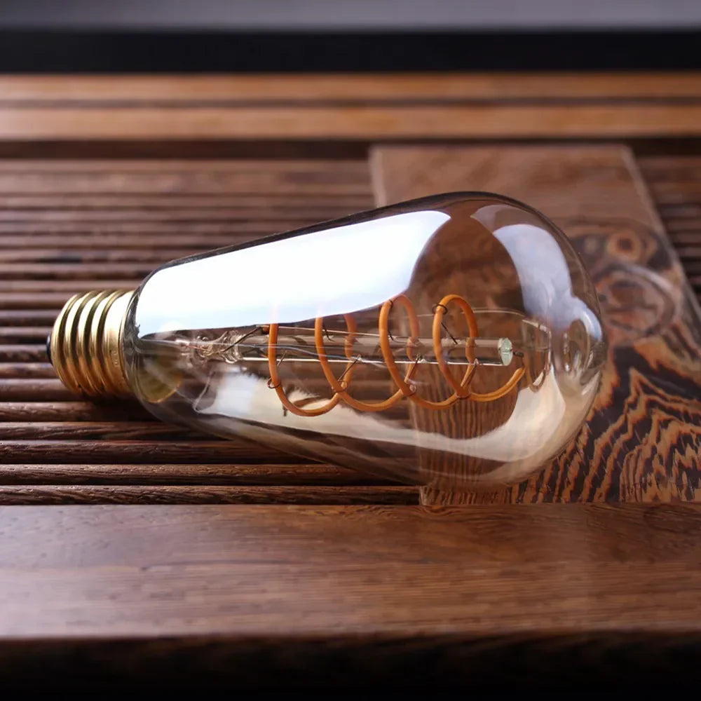 Dimmable Vintage LED Edison Bulb with Gold Spiral Filament E27 Base 2200K