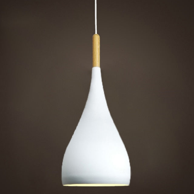 Modern Wooden Pendant Light - Scandinavian Drop Shape, Multiple Colors