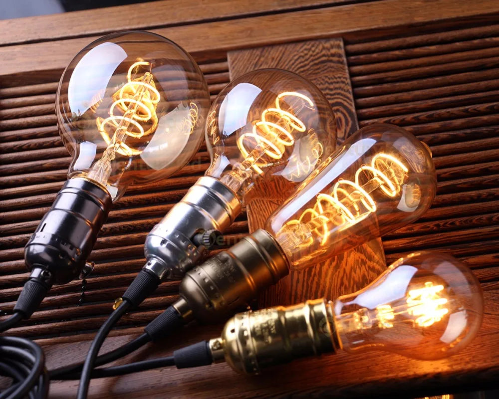 Dimmable Vintage LED Edison Bulb with Gold Spiral Filament E27 Base 2200K