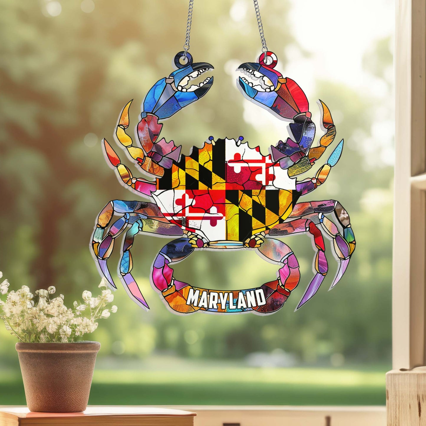 Maryland Flag Acrylic Hanging Sign - Customizable Home Decor