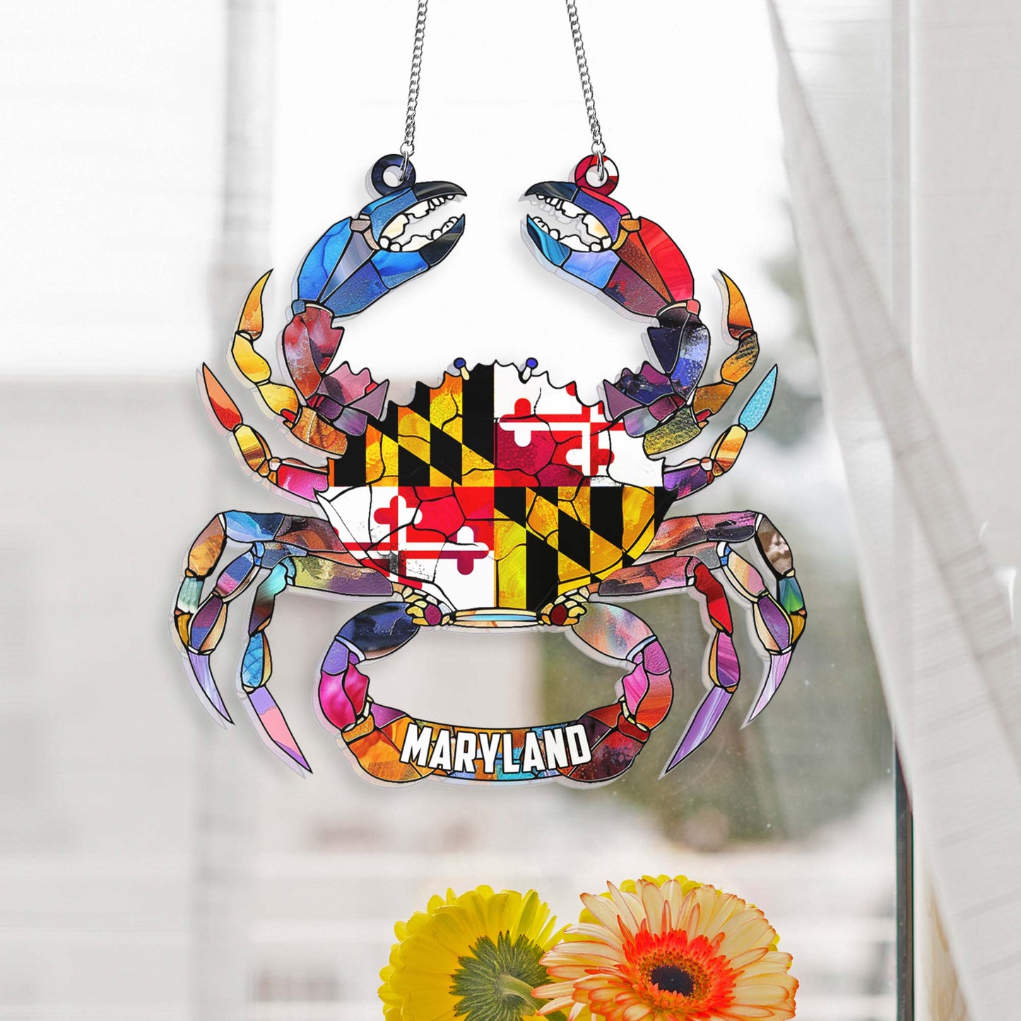 Maryland Flag Acrylic Hanging Sign - Customizable Home Decor