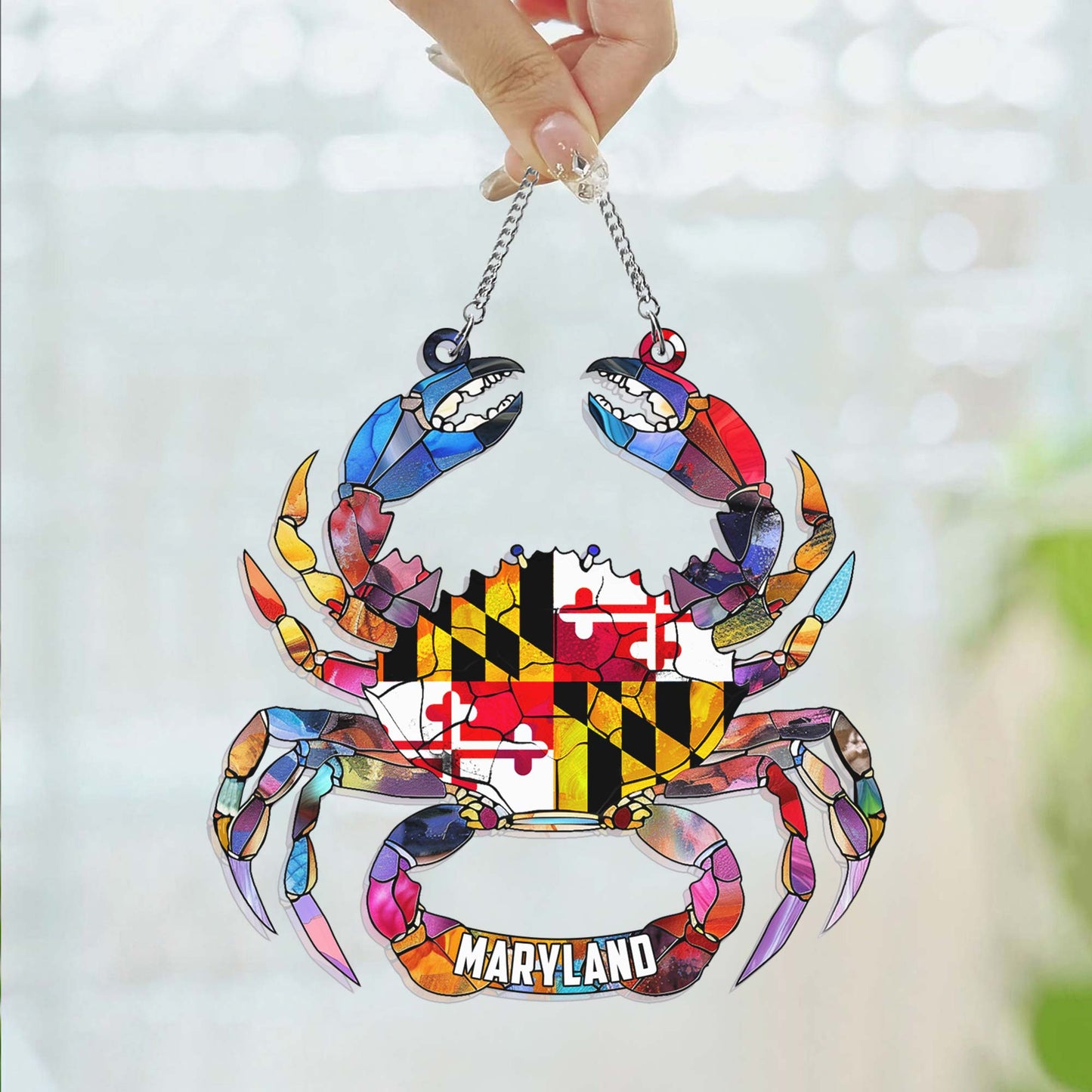 Maryland Flag Acrylic Hanging Sign - Customizable Home Decor