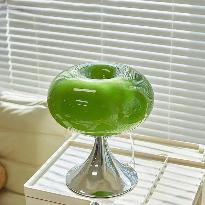 Apple-Shaped Glass Table Lamp with Warm Illumination
