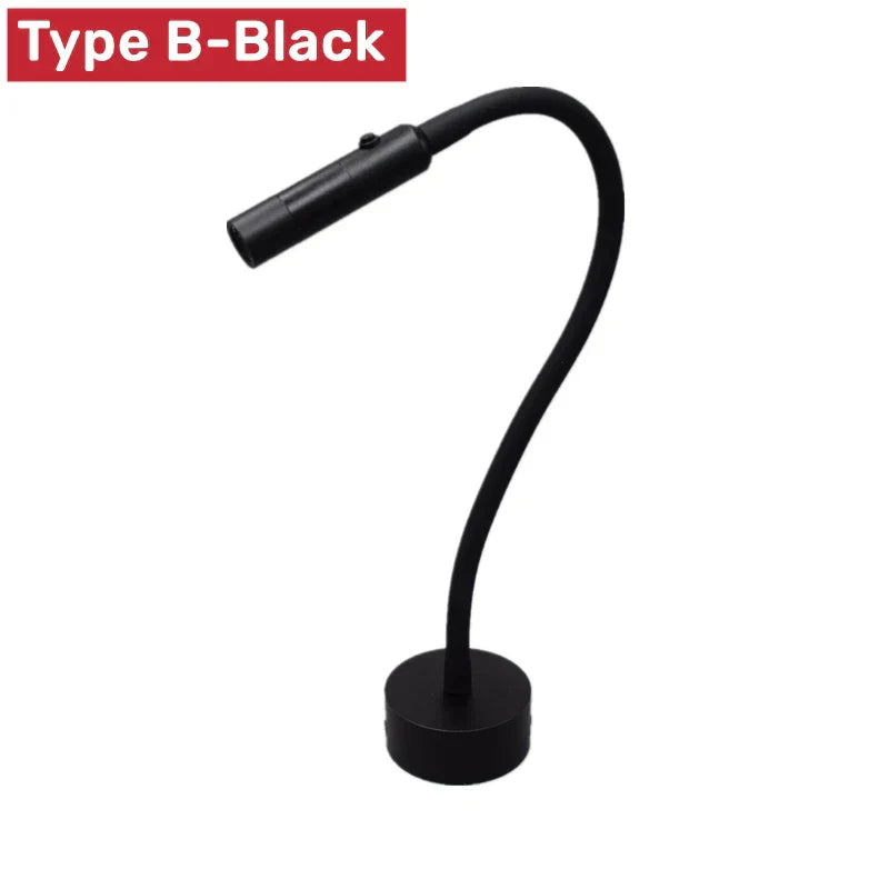 Adjustable LED Reading Wall Lamp with Gooseneck and Touch Switch - 1W/3W Options