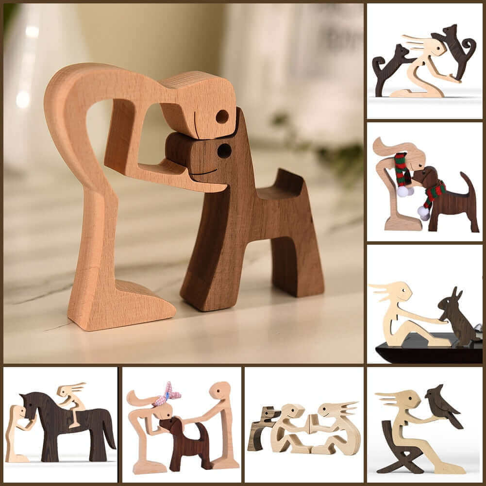 Danish Wooden Animal Ornaments - Hand-Carved Pet Decor