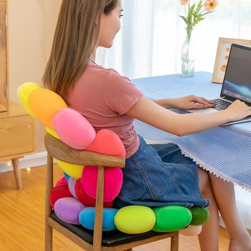 Colorful Round Sunflower Plush Seat Cushion