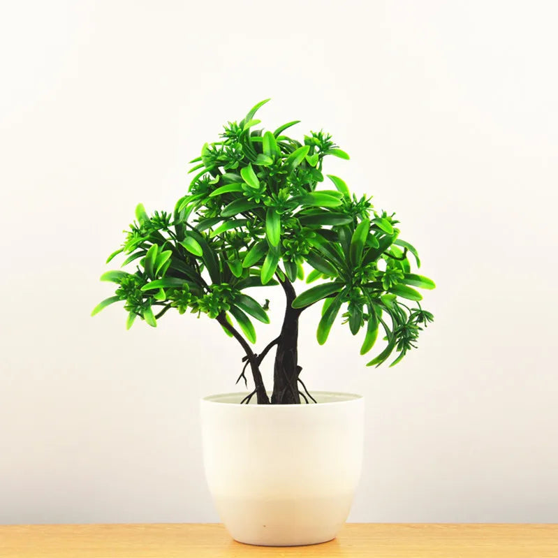 Mini Plastic Bonsai Plant for Desk Decor