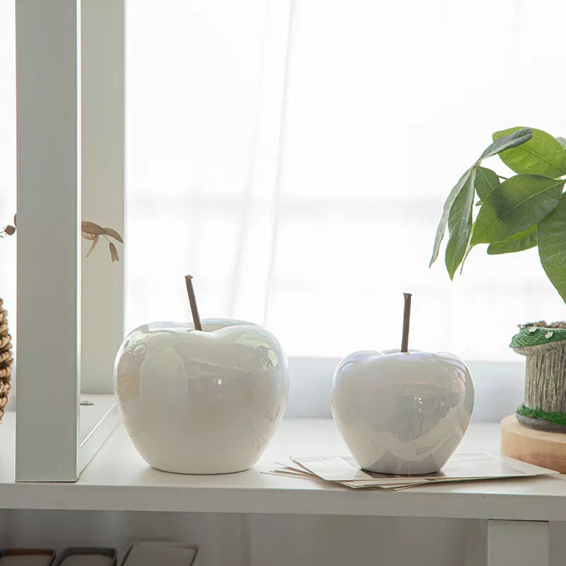 Translucent Apple Nightstand Lamp - Ceramic Table Lamp with LED Bulb
