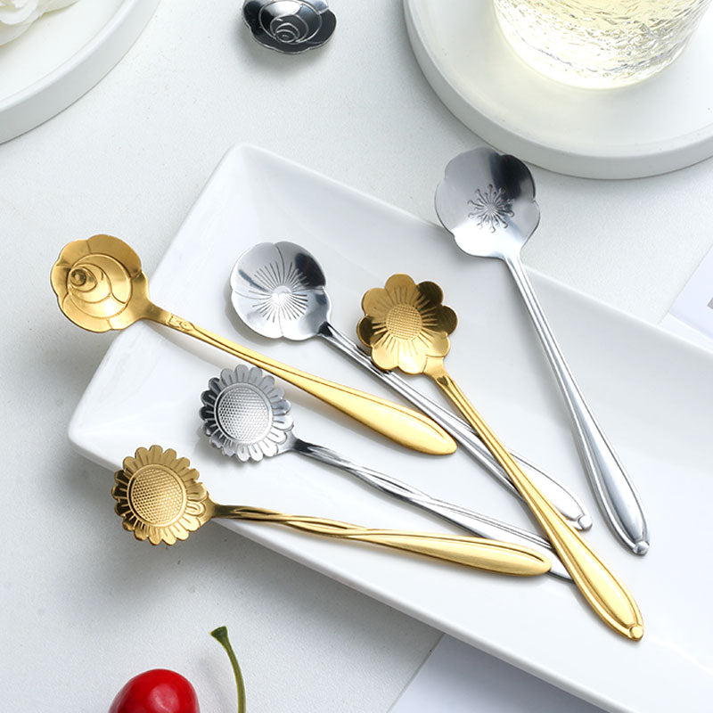 Stainless Steel Floral Teaspoon Set - 8 Piece