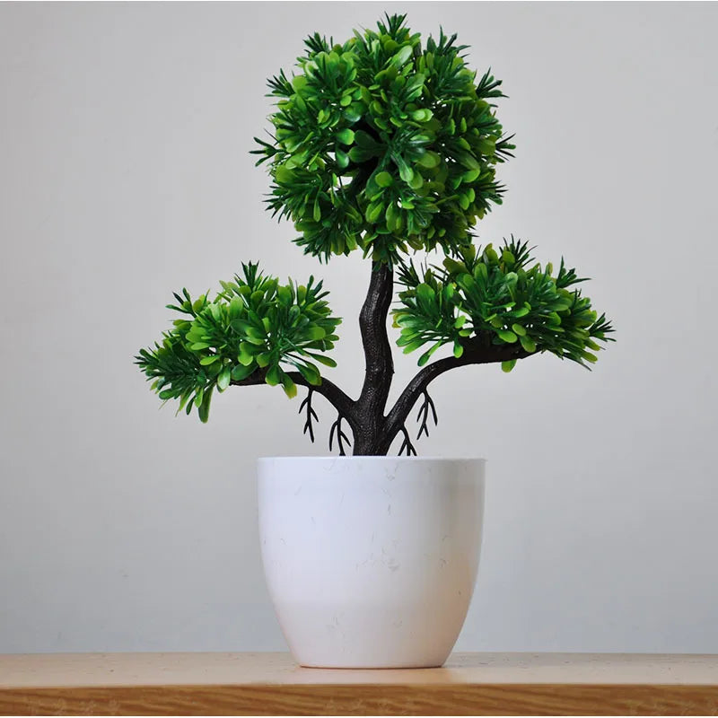 Mini Plastic Bonsai Plant for Desk Decor
