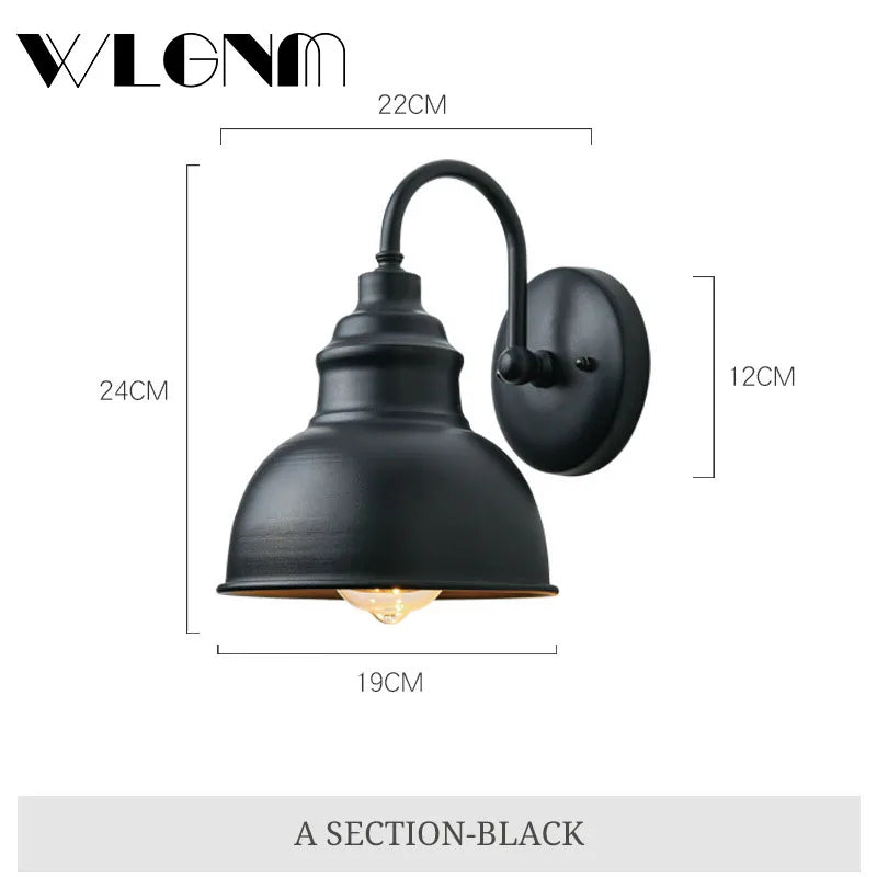 Waterproof Vintage Iron Outdoor Wall Light with LED Bulb